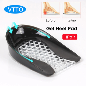 VTTO 1 Pair Silicone Gel Heel Pad for Shock Absorption Plantar Fasciitis Pain Relief Foot Care Insert Insole Height Increase Cup Cush