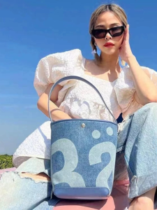 Womens Fashion Bucket Bag Trendy Womens Large Bucket Bag Large Capacity Letter Print Shoulder Bag Trendy Underarm Purse