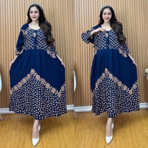 DASTER JUMBO WANITA LD 120 LENGEN 3/4 TERBARU 2024 DRESS BAHAN RAYON SUPER TEBEL BUSUI KANCING AKTIF