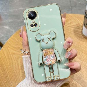 เคส OPPO Reno 10 5G เคส OPPO Reno 8T 8Z 7Z 8 10 Pro Plus 5G กรณีพร้อมขาตั้งโทรศัพท์ลูกอมรูปหมีขาตั้งกันกระแทก