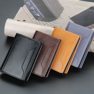 Anti Rfid Card Holder Case Men Wallets Business Id Credit Bank Cardholder Bag Male Slim Metal Leather Smart Magic Wallet For Men Gift for Husband