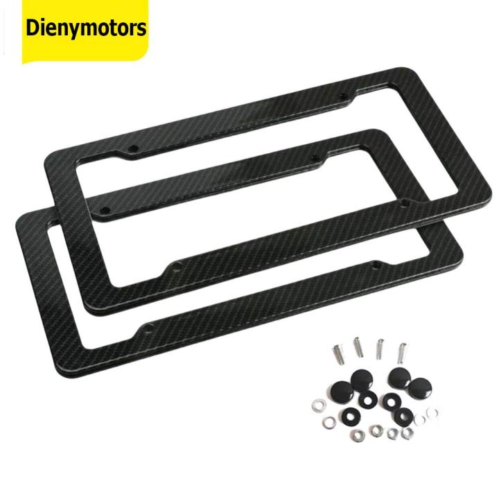 Number Plate Holder Black Car License Plate Frame Label Carbon Fiber