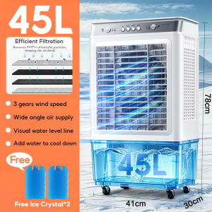 Air cooler electric fan conditioner cooler fan wide-angle three-dimensional air three-speed adjustment fast cooling Three ice curtains to cool down a wide range of cooling air cooler fan with ice box 75L capacity water tank aircon inverter window type