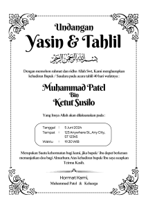 10PCS Undangan Yasin dan Tahlilan Free Foto