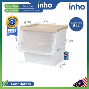 INHO 28/42/54L Large Capacity Storage Box With Transparent Lid Stackable Toy Snack Storage Cabinet