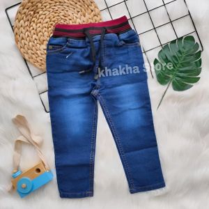 Bawahan Celana Panjang Model Pinggang Rib Bahan Jeans Anak Laki laki 2 Sampai 13 Tahun