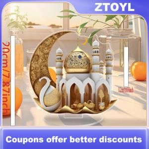 【ZTOYL】 2D Acrylic Moon Craft Decoration For Ramadan Castle Church Architecture Lslamic Decoration Muslim Family Gathering Table Gifts