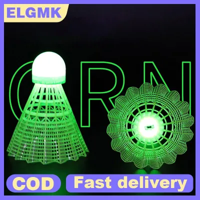 ELGMK ลูกขนไก่แบดมินตันพลาสติกเรืองแสงไฟ LED ลูกบอลหลากสีสำหรับฝึกกีฬาใน เกมกลางแจ้ง