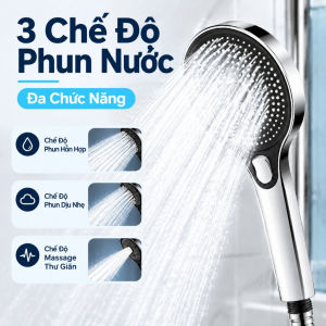 Phiên Bản Nâng Cấp Bát Sen Tắm Tăng Áp Lực Nước Siêu Mạnh Mặt Lớn Nhiều Lỗ Phun Có Nút Chuyển Đổi 3 Chức Năng Cầm Tay Thiết Kế Dày Dặn Chịu Va Đập Tốt Màu Đen hoặc Bạc Tùy Chọn Lắp Đặt Dễ Dàng với Khớp Nối Cỡ Phi 21 Đồ Phụ Kiện Vệ Sinh