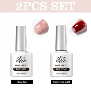 BORN PRETTY 10ml Super Top Coat Matte Top Coat Nail No Wipe Top Coat Base Top Coat Set Polish LED Soak Off New Upgraded Formula Long-Lasting Gloss and Shiny Finish For Home DIY and Gel Salon BP