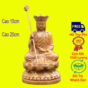 Tượng phật địa tặng ngồi đài sen cao 15 20cm chất liệu gỗ bách xanh cực đẹp