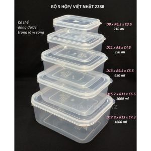 Bộ 5 hộp lạnh bầu bảo quản thực phẩm việt nhật (mã 6685)
