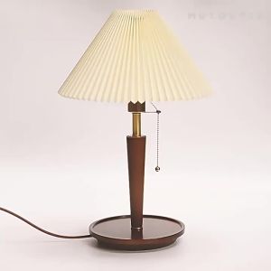 Nordic Retro Pleated Eye Protection New Chinese Style Decoration ins Adjustable Solid Wood Simple Creative Bedroom Bedside Lamp Hot