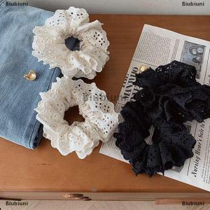 [COD] Biubiuni 1PC quá khổ cotton ren pháp tóc ban nhạc tóc scrunchie cho phụ nữ đàn hồi kiểu tóc đuôi ngựa hai lớp Phụ kiện tóc của phụ nữ