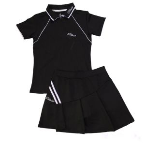 SV003 - Set váy golf Titleist xếp ly 2 túi sau 2 lớp áo cộc cổ trụ dây kéo thể thao tập gym yoga nữ vải thun 4 chiều co giãn tốt