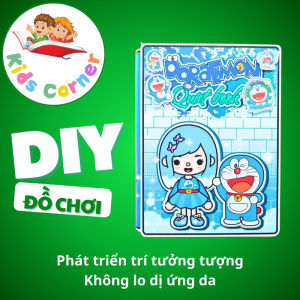 Ngôi nhà búp bê bằng giấy thủ công Tocaboca Doraemon học liệu bóc dán thông minh h25
