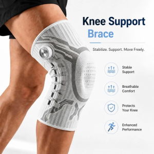 Adjustable Sports Knee Support Breathable Knee Brace with Side Straps for Running Gym Basketball Fitness