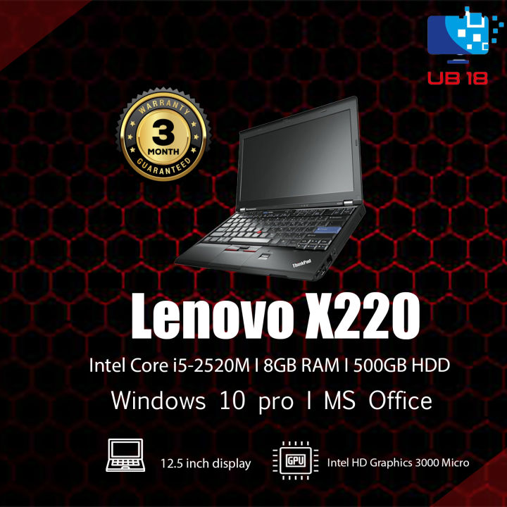 Lenovo Thinkpad X220 / Core i5/ 8GB Ram/500GB HDD/ Windows 10/ Ms