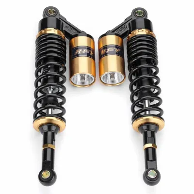 （Black+Gold）1 Pair 340mm 13.5inch Motorcycle Rear Air Shock Absorber Suspension Damper For ATV Motorcycle Dirt Bike Scooter NMAX 155 Click 150 pcx 150 wave 110i etc