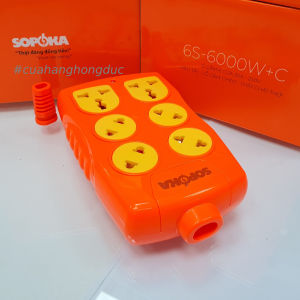 Ổ cắm điện 6000W 6 lỗ chéo Không Dây siêu chịu tải 30A 6S-6000W+C SOPOKA