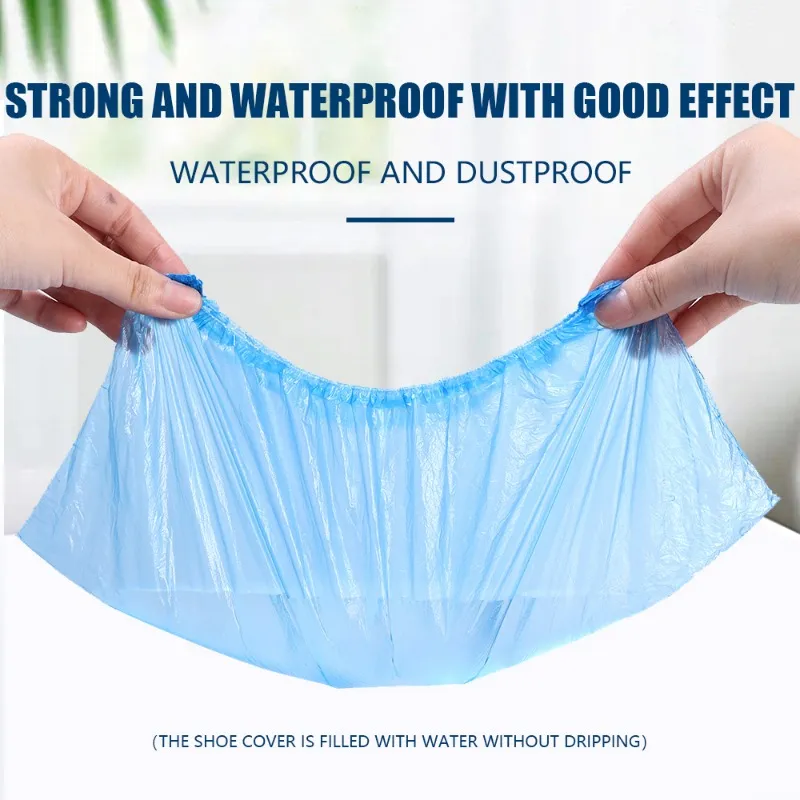 100Pcs Plastic Disposable Shoe Covers Boots Sneakers Protective Cover  Overshoes Waterproof Mud-proof Shoe Covers