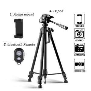 Phone Tripod Stand 67 inch Universal Photography Stand for Gopro iPhone Samsung Huawei Phone Aluminum Travel Tripod