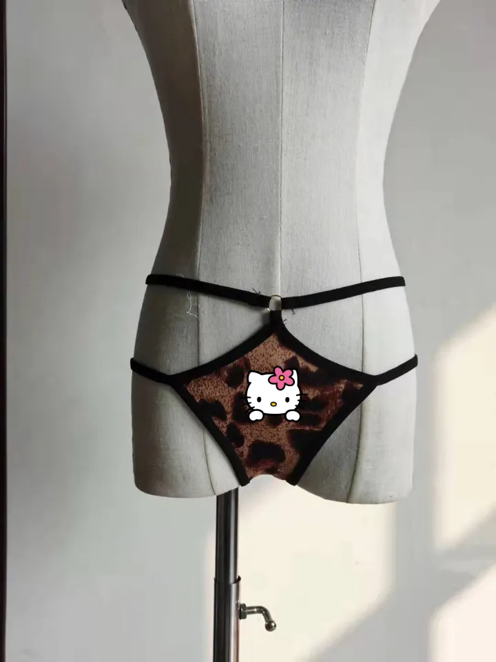 MCESEO] Kawaii Sanrio Hello Kitty Thong Cartoon Sexy Lady Thin Strap Hollow  Out Triangle Low Waist Briefs Female Panties Gifts
