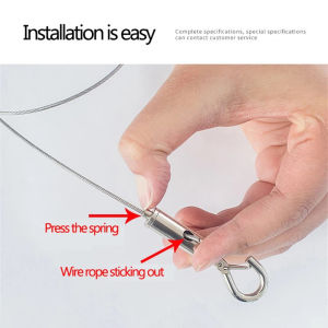 Christmas gift 【AYLMER】 Adjustable Automatic Wire Rope Spring Hook Clothesline Hanging Solution System Suspension Code Stainless Steel Cable