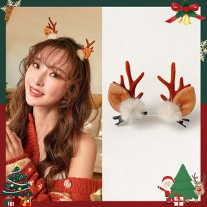HUIHEYU Bell Santa Claus  Children Cute Headwear Party Supplies Elk Ear Kids Gifts Girl Hair Accessories Antler Hairpin Merry Christmas Decor Pine Cone Hairpins