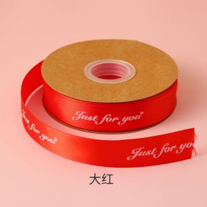 25mm Just For You Ribbon 50 Yards 2.5cm Ties Gift Wrapping Flower Bouquet Riben Box Printed Poly Satin Surprise Pastal Silk