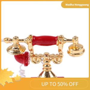 Madha 1:12 Dollhouse Miniature Phone Model Retro Rotary Telephone for Doll Decor