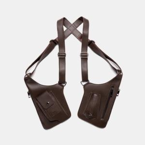 LZ69 Multi purpose men double shoulder bag with hidden backpack made of breathable and crime resistant PU L69Z