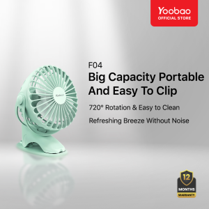 Yoobao F04 6400mAh Mini 720° Degree Desktop Rechargeable Fan | Adjustable and Rechargeable | Strong Wind