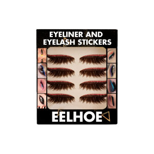 Eelhoe 4Pairs 2-in-1 Eyeliner And Eyelash Stickers Reusable Waterproof Makeup Glitter Shiny Eyeliner Stickers Self-Adhesive Cat Eyes Strips 4Pairs/Set