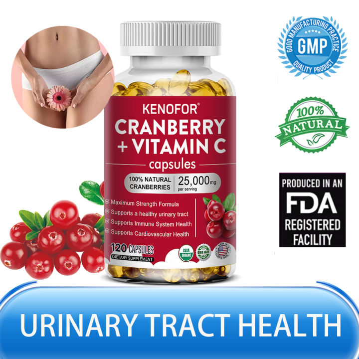 Organic Cranberry Extract Supplement, Supports Urinary Tract Health and Bladder Health, Antioxidant, 120 Capsules