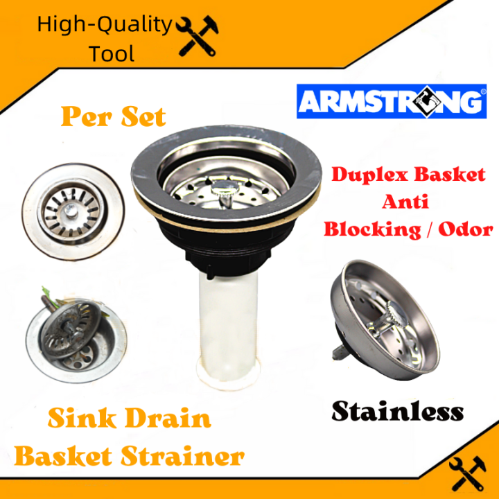 Kitchen Sink Drain Basket Strainer Stainless " Anti Blocking Sink Parts