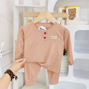 [D05] Đồ bộ tay dài tay cổ trụ chất thun tăm cho bé trai và bé gái - DH KIDS