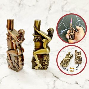 HỘP QUẸT BẬT LỬA MÔ HÌNH CÔ GÁI ÔM TRỤ THIẾT KẾ KIM LOẠI