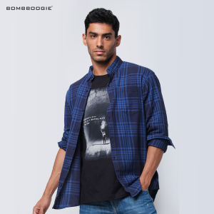 Bombboogie Kemeja Pria Adams Navy Blue 24662B5NV