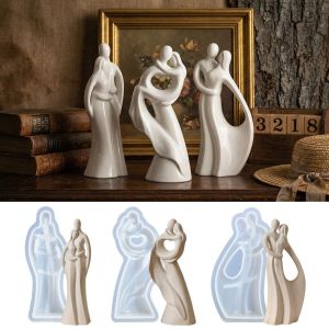 YIYIUR Handmade Abstract Couple Silicone Molds DIY Ornaments Soap Mould Creative Nonstick Plaster Cement Epoxy Resin Mold Craft Art Lovers