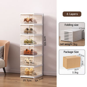 NEST 8/10 Layers Foldable Shoe Box Transparent Shoe Storage Box Stackable Shoe Rack Cabinet