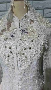Set Kebaya Brukat Akad Nikah: Kebaya Brukat Semata Kaki Full Payet & Kebaya Brukat Premium Putih