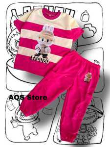 LABUBU VIRAL Setelan LABUBU Anak Perempuan celana Joger Kargo Usia 3 sampai 12 tahun