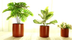 KitchaGarden กระถางต้นไม้พร้อมถาดรอง Modern Flower Pot Plastic Planter with tray กระถาง กระถางพลาสติก กระถางเจาะรู