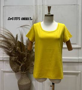 ATASAN WANITA BASIC T-SHIRT KAOS IMPORT NECK BIS PDK PREMIUM STRET A-1171-L | LD 94 CM FIT TO M-L