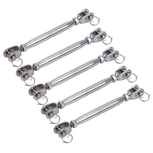 5PCS Sturdy Stainless Steel Turnbuckles Cable Tensioner for Stage Lighting and Clotheslines Polished and Burr Proof
