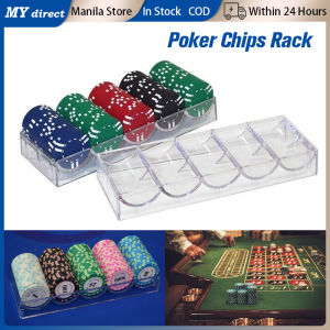 Poker Chip Holder Rack 100 Chips Storage Case Container Clear Acrylic Chip Stand Tray With Cover (Holds 100 Chips)
