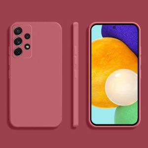 For Samsung Galaxy M54 M14 A54 A34 A24 A14 A14LTE A04E A04s A73 A53 A33 A23 A13 5G 4G 2023 Liquid Silicone Phone Case Straight Edge Soft Flexible TPU Bumper Phone Cover Back Casing Simple Shockproof Solid Color Anti Drop