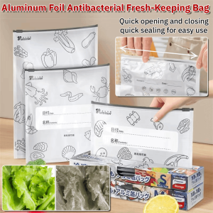 【Lock In Freshness】Aluminum Foil Antibacterial Fresh-Keeping Bag Leakproof Reusable Freezer Standup Bag Zipper Bag Sealed Refrigerator