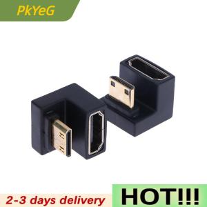 PkYeG 360 Degree Angled U-shaped L Converter Mini HD Male to HDMI Adapter HD Connector